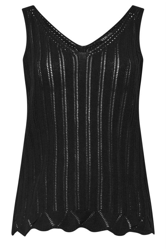 YOURS Plus Size Black Crochet Knitted Vest Top | Yours Clothing 6