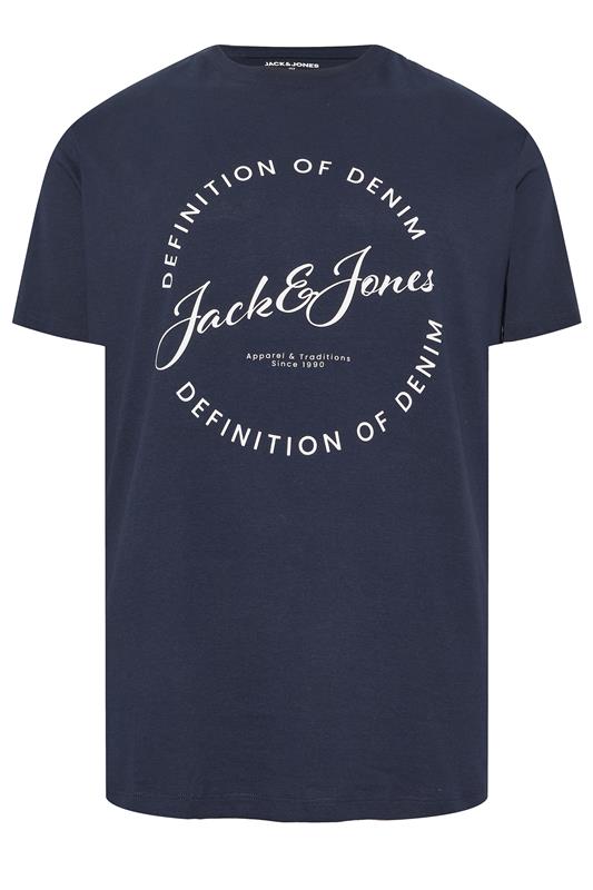 JACK & JONES Big & Tall 5 PACK Blue/Navy Blue/Green/Off-White/Black T-Shirts | BadRhino 7