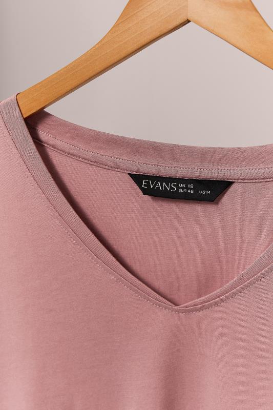 EVANS Plus Size Blush Pink V-Neck Modal Rich T-Shirt | Evans 6