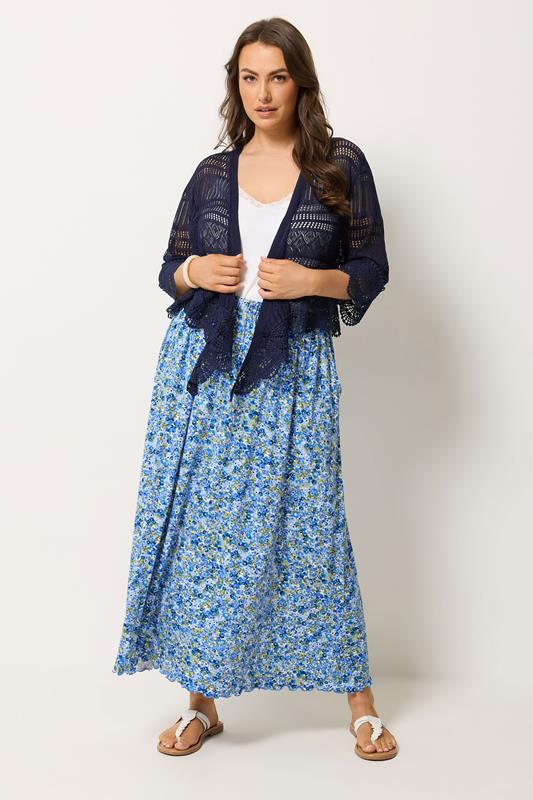 YOURS Plus Size Navy Blue Waterfall Cardigan | Yours Clothing 5