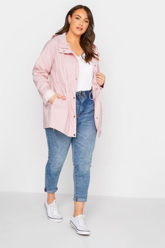 Plus Size Light Pink Raincoat | Yours Clothing  2