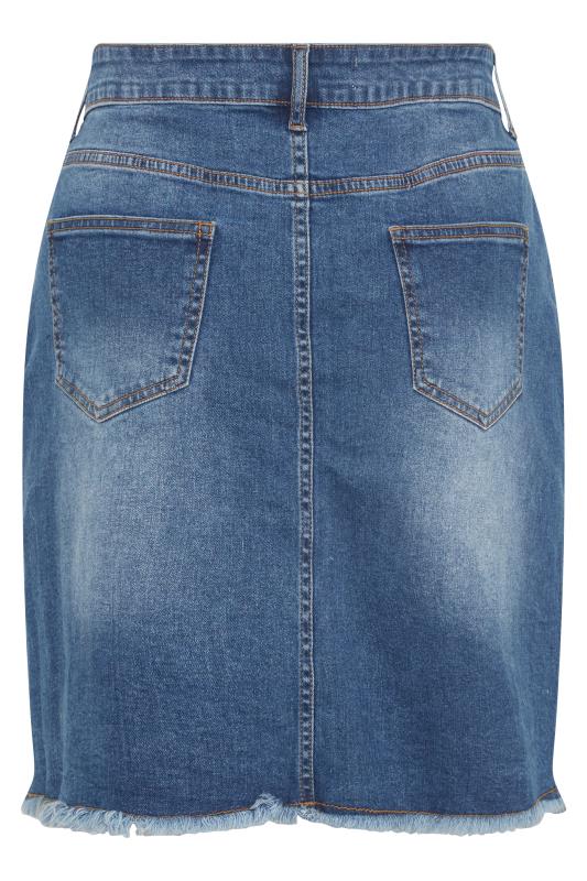 Plus Size Blue Denim Ripped Skirt | Yours Clothing 6