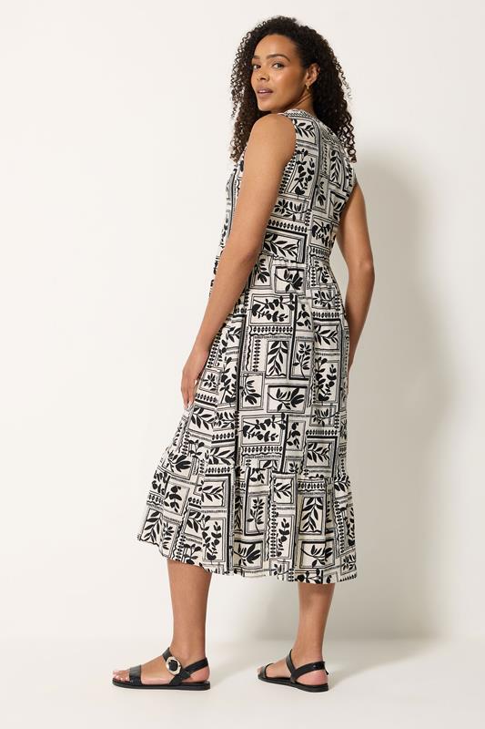 M&Co Black Leaf Print Cotton Sleeveless Midi Dress | M&Co 2