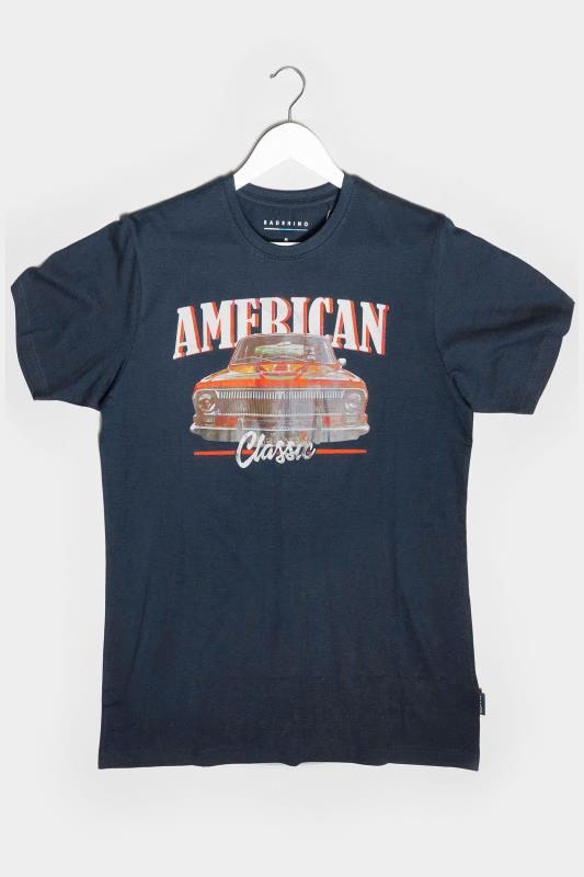 BadRhino Navy Blue American Classic Car Graphic Print T-Shirt_F.jpg