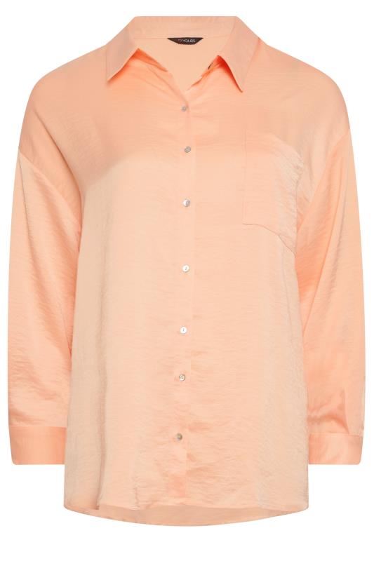 YOURS Plus Size Coral Orange Button Through Shirt | Yours Clothing 6