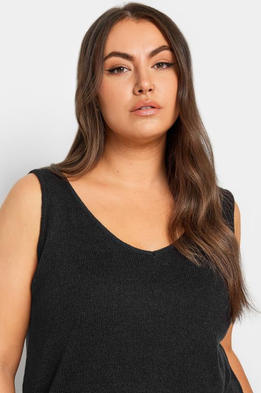 YOURS Plus Size Black Knitted Vest Top | Yours Clothing 4