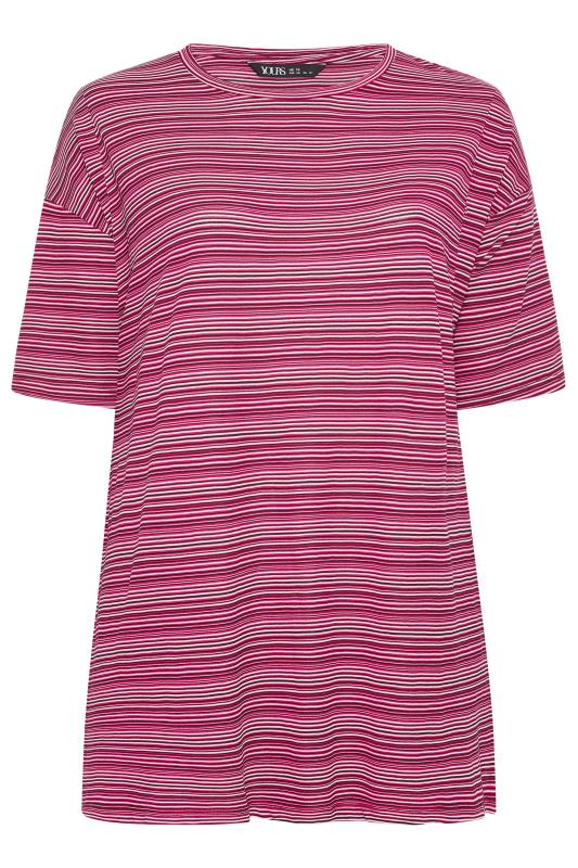 YOURS Curve Pink Stripe Oversized Top | Yours Clothing 5