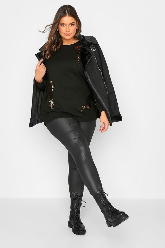 YOURS LUXURY Plus Size Black Sequin Embellished Sweatshirt | Yours Clothing 2
