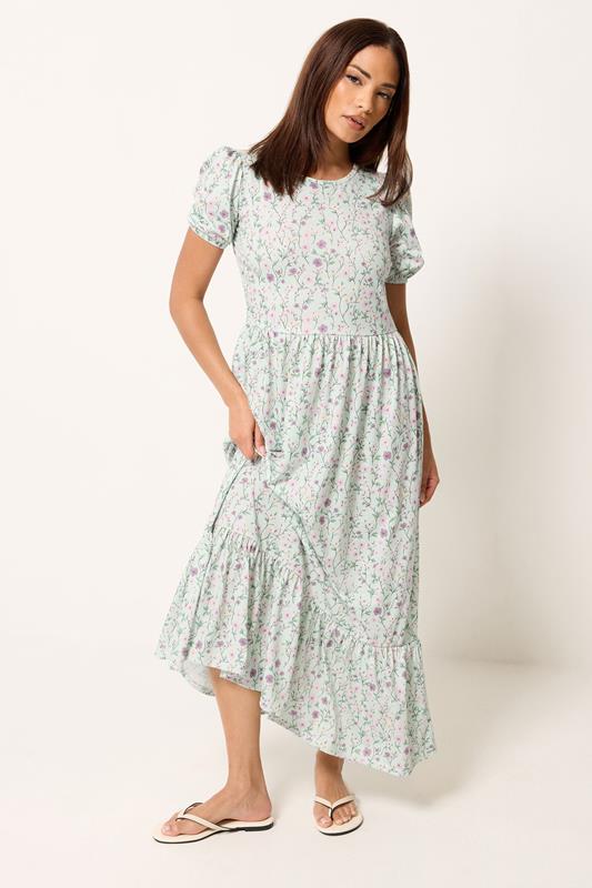 PixieGirls Petite Sage Green Floral Maxi Dress | PixieGirl 1