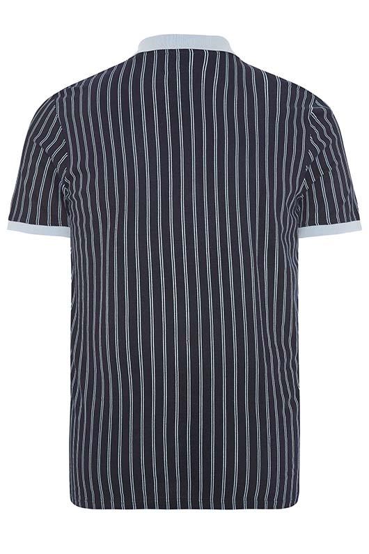 BadRhino Big & Tall Navy Blue Striped Polo Shirt 4