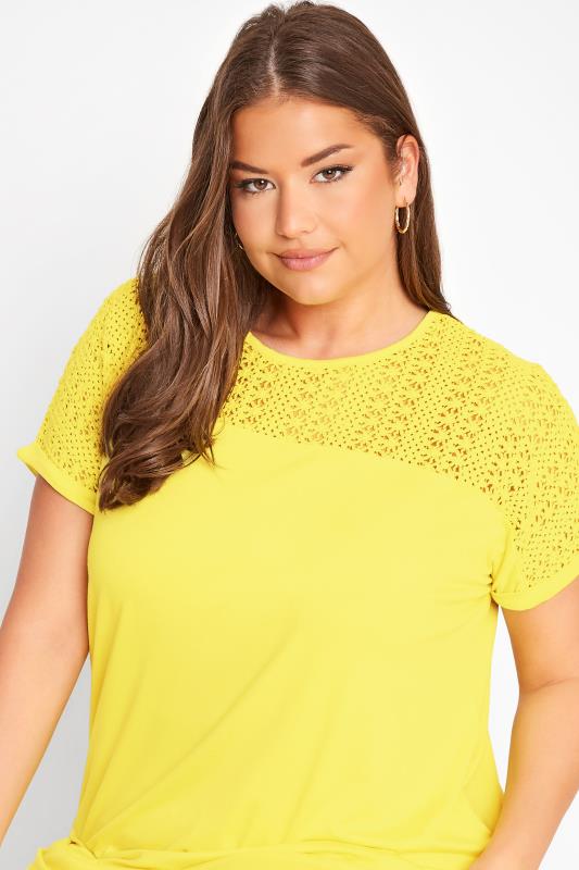 Curve Yellow Lace Detail T-Shirt 4
