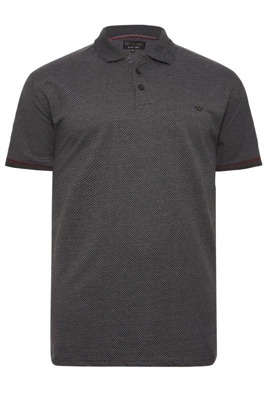 KAM Big & Tall Mens Charcoal Grey Polka Dot Polo Shirt | BadRhino  3