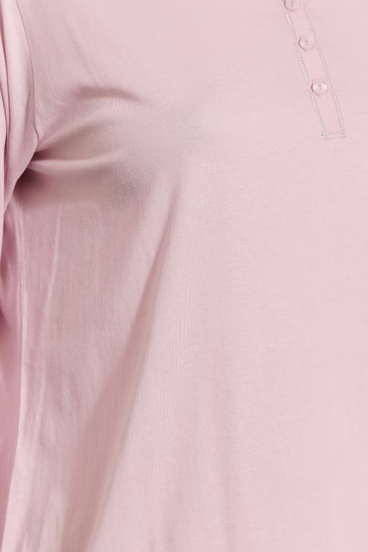 Curve Plus-Size Long Sleeve Blush Pink Pyjama Top | Yours Clothing 8