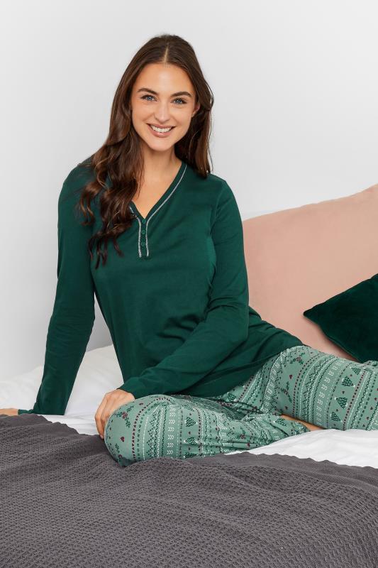 LTS Tall Women's Green Fairisle Christmas Print Pyjama Set | Long Tall Sally 5