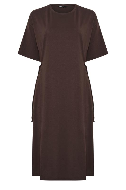YOURS Plus Size Brown Front Tie Midi Dress | Yours Clothing 1