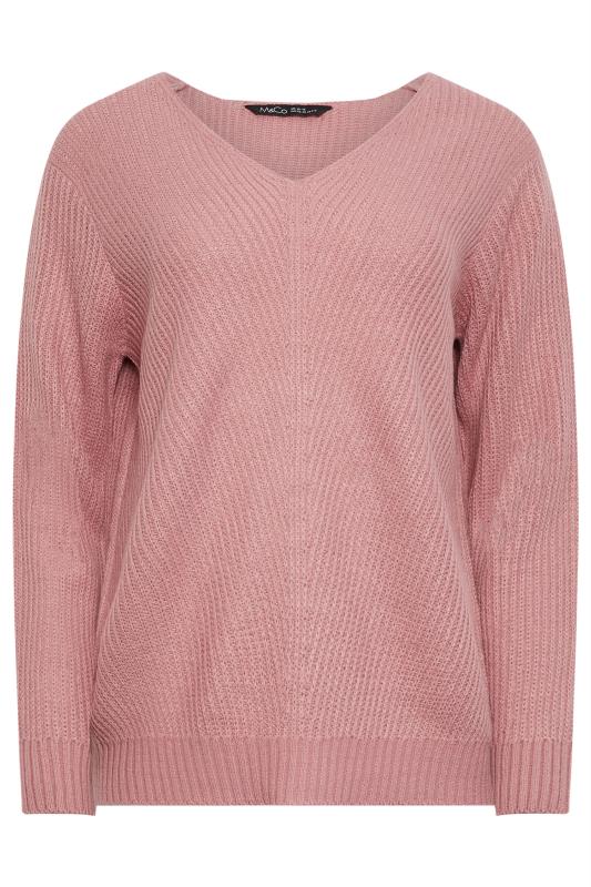 M&Co Pink V-Neck Knitted Jumper | M&Co 6