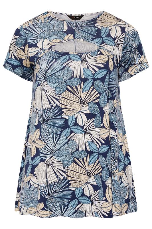 Plus Size Blue Floral Cut Out Top | Yours Clothing  6