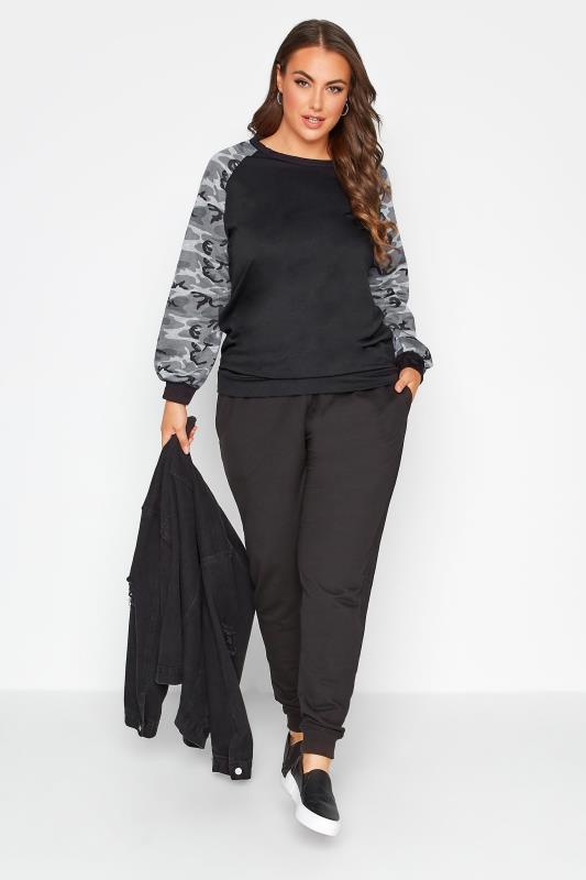 Plus Size LIMITED COLLECTION Black Camo Sleeve Sweatshirt | Yours Clothing 2