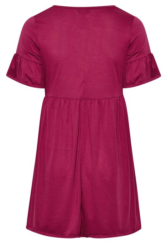 Plus Size Dark Pink Short Sleeve Tunic Dress | Yours Clothing  7