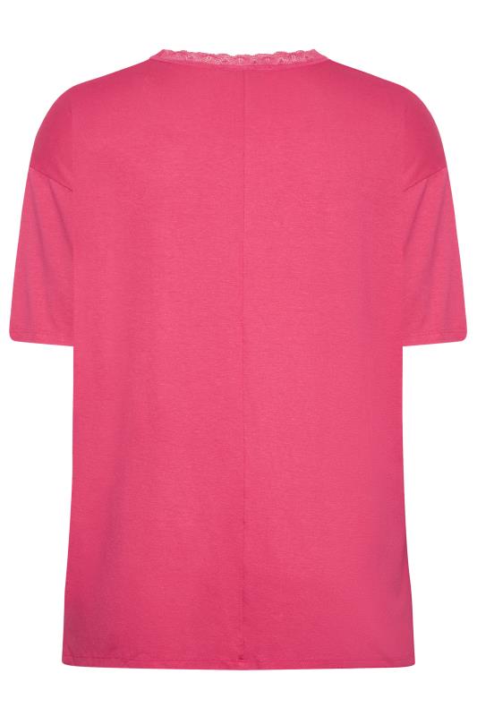 YOURS Plus Size Pink Lace Neck T-Shirt | Yours Clothing 7