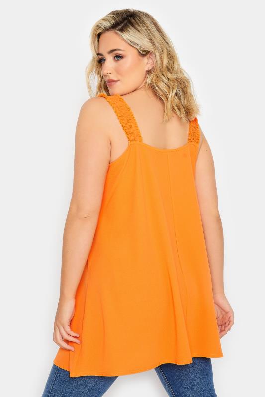 LIMITED COLLECTION Plus Size Orange Shirred Strap Cami Vest Top | Yours Clothing  4