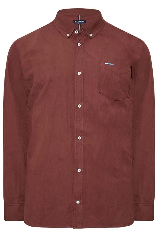 BadRhino Big & Tall Burgundy Red Long Sleeve Oxford Shirt | BadRhino 3
