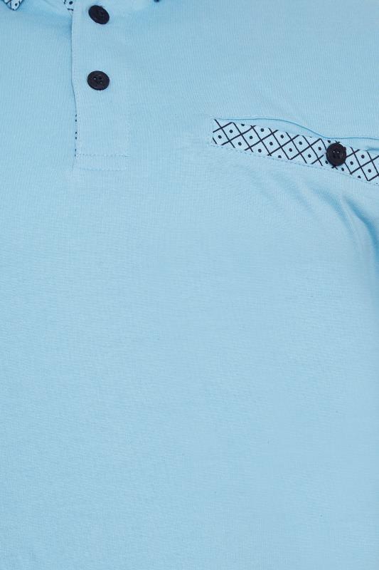 KAM Big & Tall Blue Premium Contrast Collar Polo Shirt | BadRhino 2