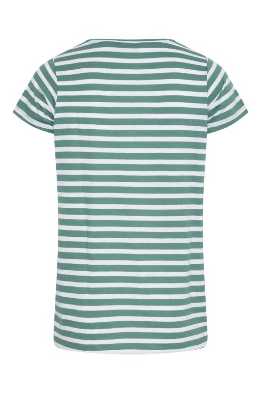 3 PACK Plus Size Sage Green & White & Stripe T-Shirts | Yours Clothing 14