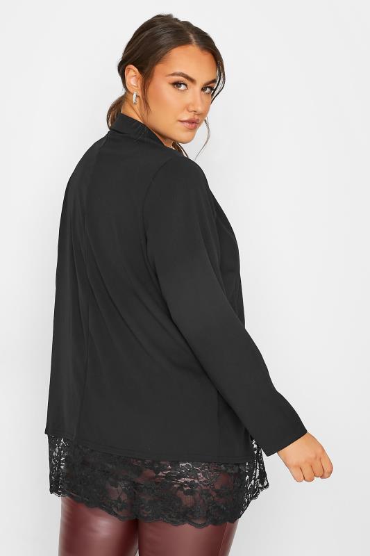 LIMITED COLLECTION Curve Black Lace Hem Blazer | Yours Clothing 3