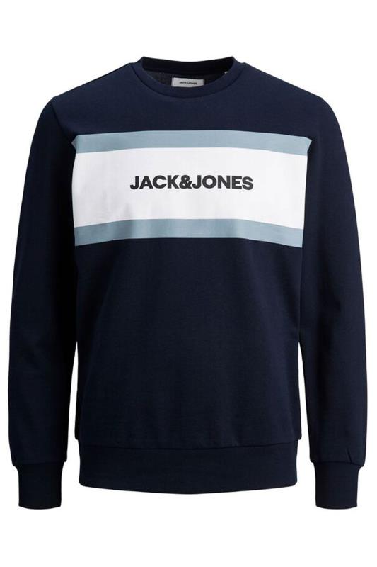 JACK & JONES Big & Tall Navy Blue Shake Crew Sweatshirt 1