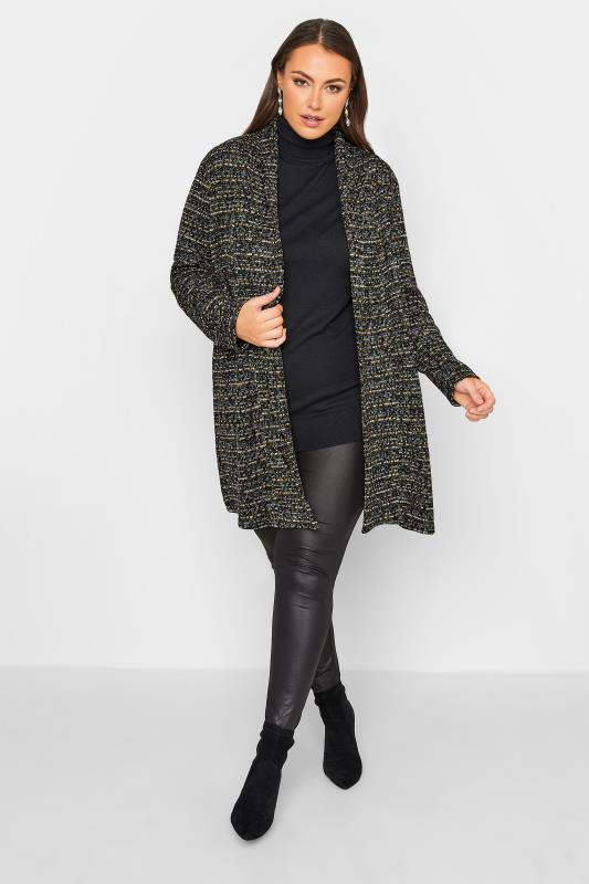 Curve Plus Size Black Textured Cardigan | Yours Clothing  3