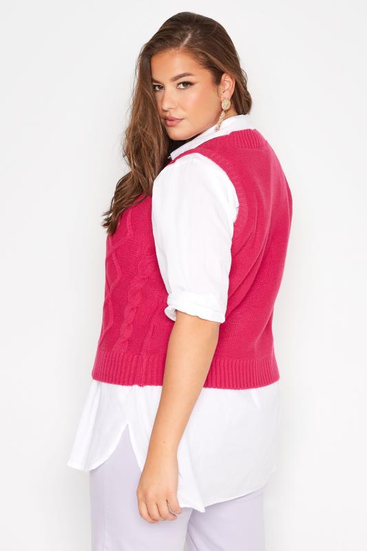 Curve Hot Pink Cable Knit Sweater Vest Top_C.jpg