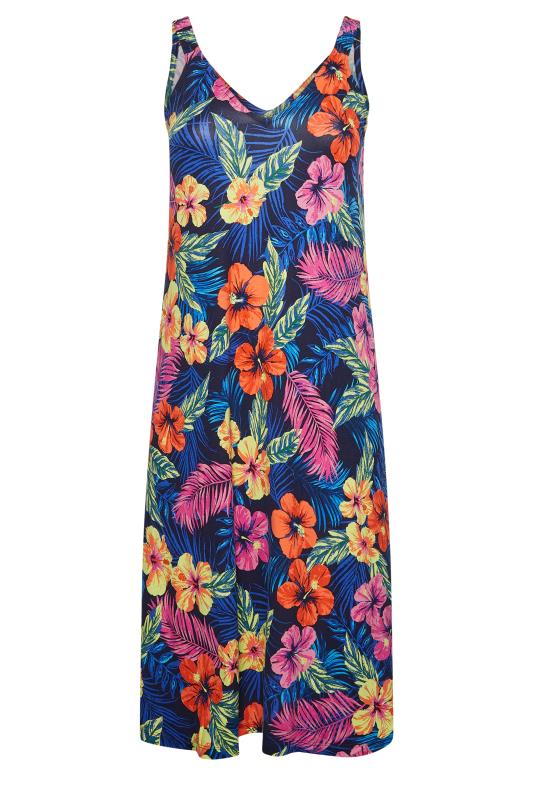 YOURS Plus Size Blue Tropical Print Midaxi Beach Dress | Yours Clothing 6