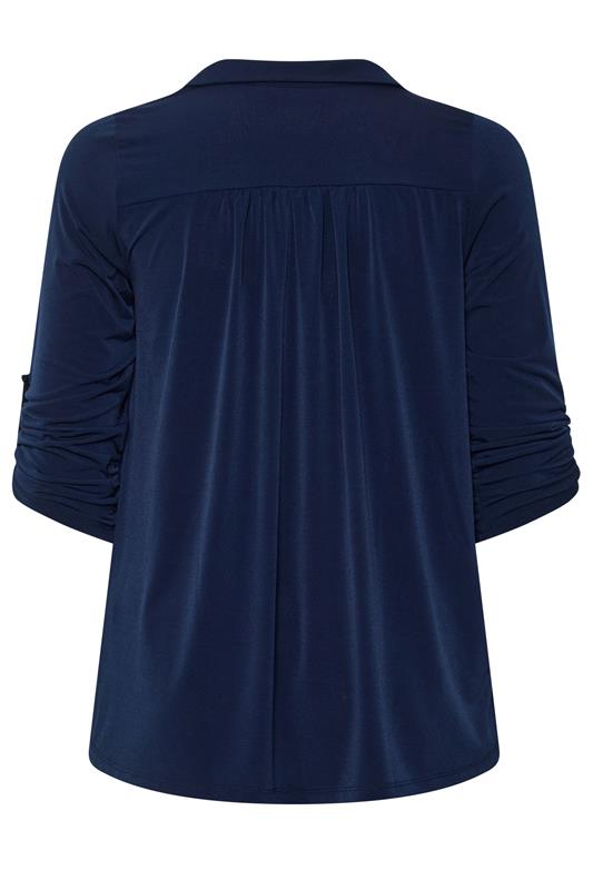 EVANS Plus Size Navy Blue Long Sleeve Blouse | Evans  2