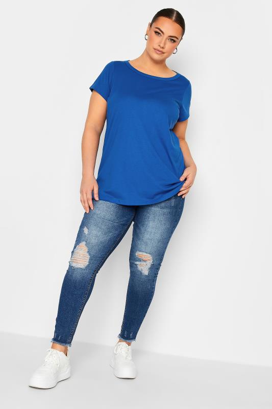 YOURS Curve Plus Size 3 PACK Green & Blue Essential T-Shirts | Yours Clothing  6
