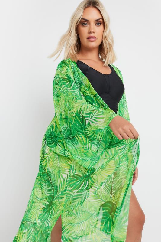 YOURS Plus Size Green Tropical Print Beach Shirt | Yours Clothing 4