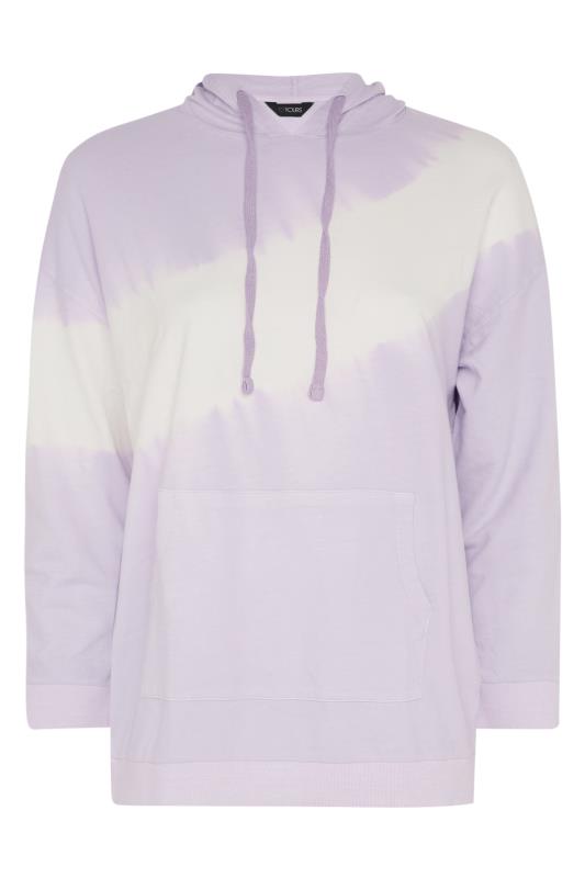 YOURS Curve Lilac Purple Tie Dye Hoodie | Yours Clothing 7