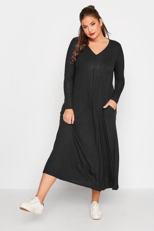 LIMITED COLLECTION Plus Size Black Pleat Front Dress | Yours Clothing 2