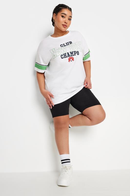 YOURS Plus Size White 'New York Champs' Varsity T-Shirt | Yours Clothing 2