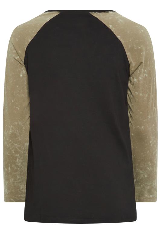 YOURS Curve Khaki Green & Black Long Sleeve Raglan Top | Yours Clothing 7