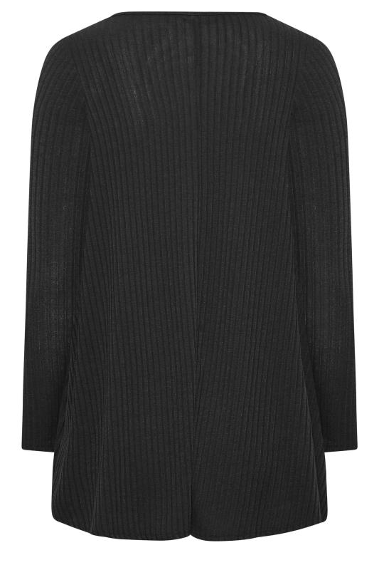 Curve Plus Size Black Long Sleeve Ribbed Cut Out Top | Yours Clothing 7
