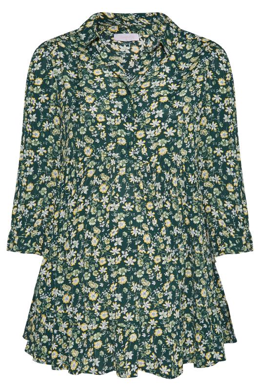 BUMP IT UP MATERNITY Curve Green Floral Print Smock Blouse_F.jpg