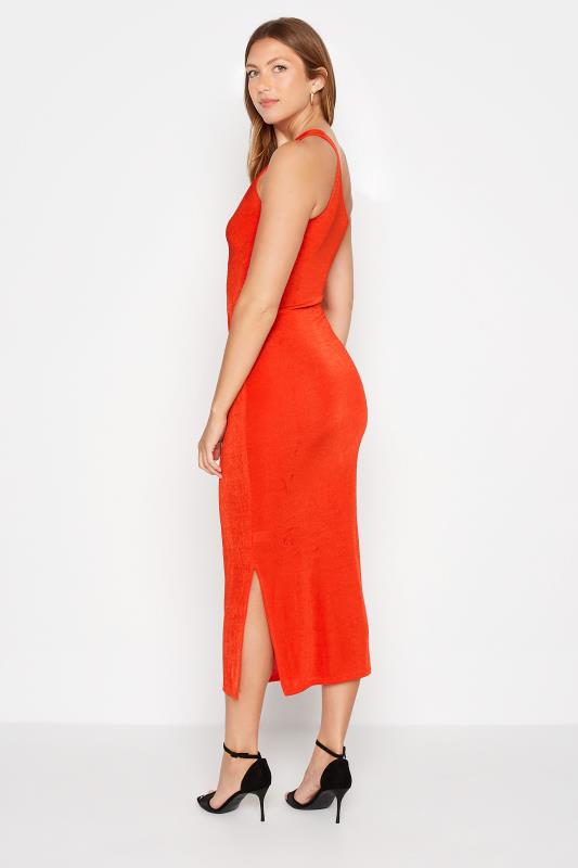 LTS Tall Orange One Shoulder Ruched Dress 3