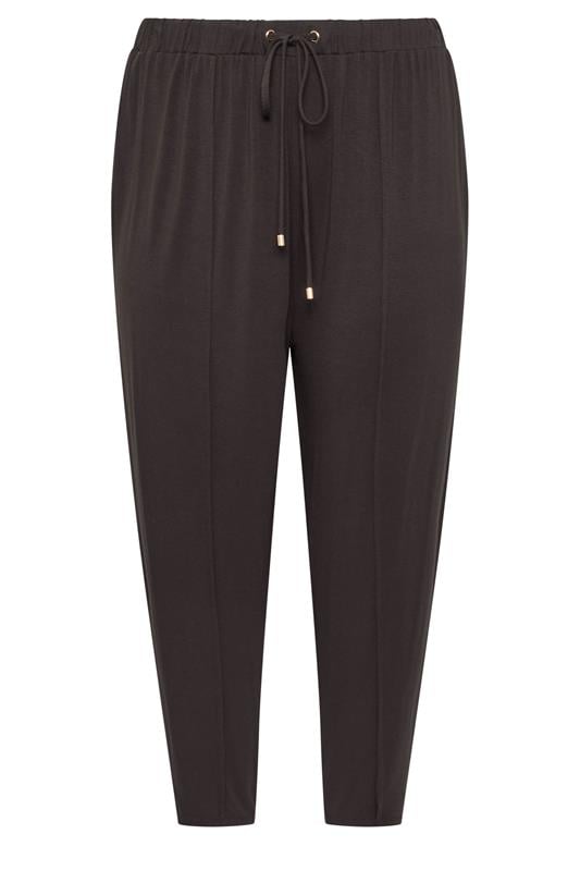 YOURS Plus Size Brown Wide Leg Seam Joggers | Yours Clothing 5