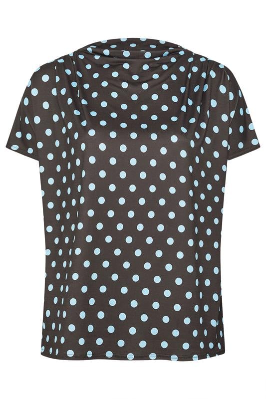 YOURS LONDON Curve Chocolate Brown Polka Dot Drape Shoulder Top 5