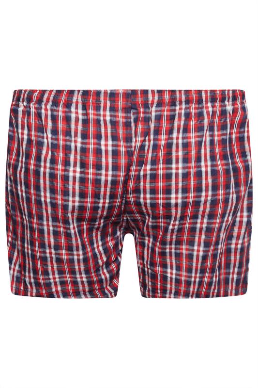 D555 Big & Tall 2 PACK Blue & Red Check Print Boxers | BadRhino 7