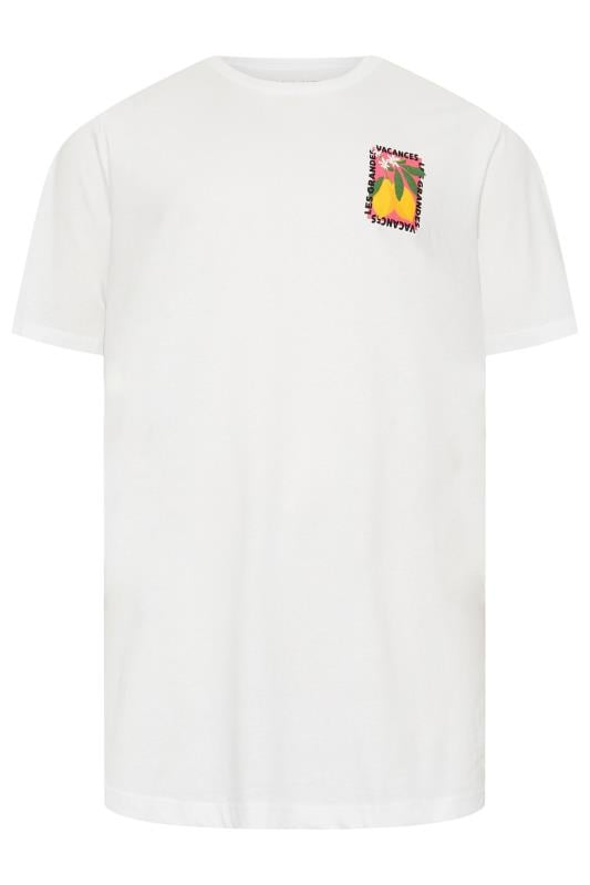 JACK & JONES Big & Tall White 'Vacances' Graphic Print Crew Neck T-Shirt | M&Co 4