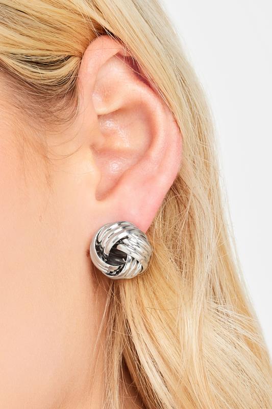 Silver Knot Stud Earrings | Yours Clothing  1