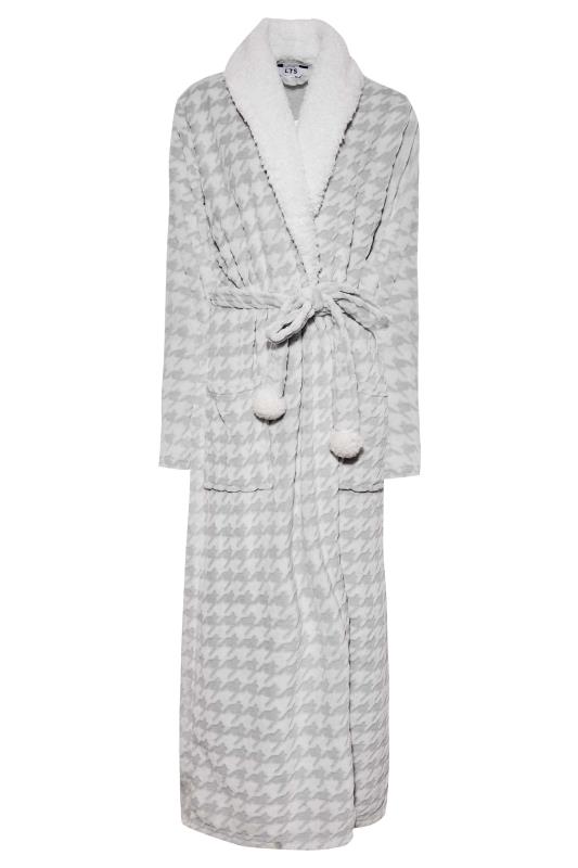 LTS Tall Womens Grey & White Soft Dogtooth Dressing Gown | Long Tall Sally 6