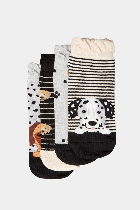 4 PACK Black Dog Print Trainer Liner Socks | Yours Clothing 3